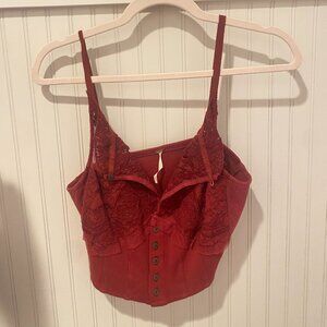 Free people red lace crop